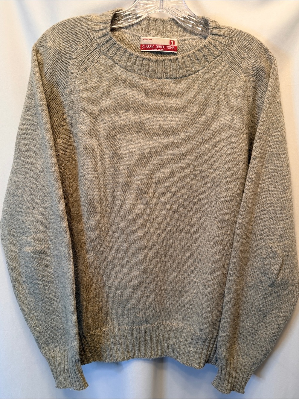 Classic Directions Women’s Medium Wool Blend Sweater Gray Beige Retro Vintage